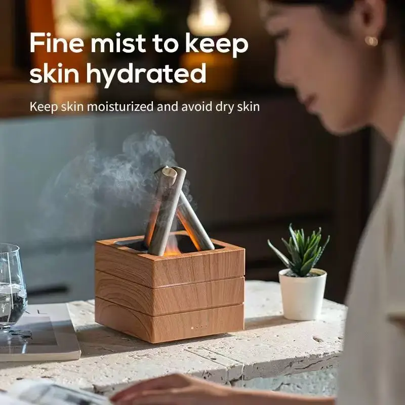 Home Fragrance Leather Diffuser - Air Humidifier Flame Essential Oil Diffuser